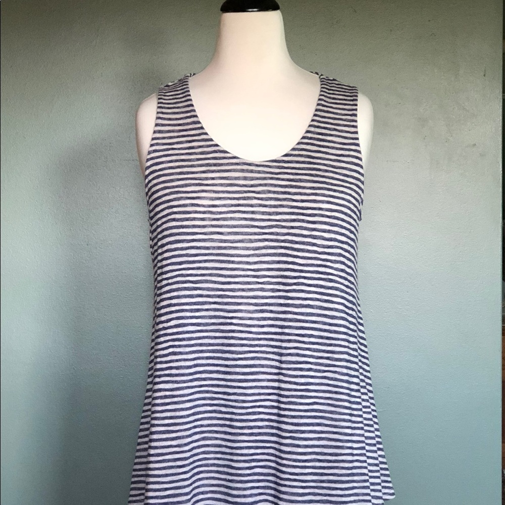 🇺🇸 🎉ANTHROPOLOGIE / NAVY AND WHITE STRIPE TANK, 🔴ZIPPER SZ M